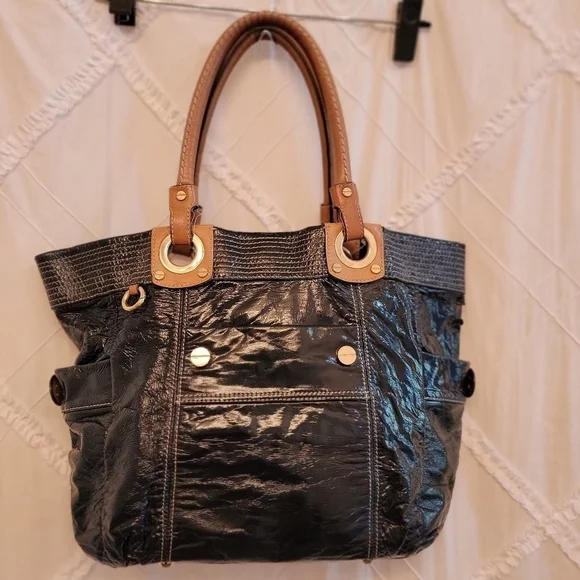 Milly Black Patent Leather Tote Bag - Picture 1 of 5